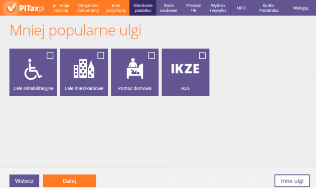Mniej popularne ulgi