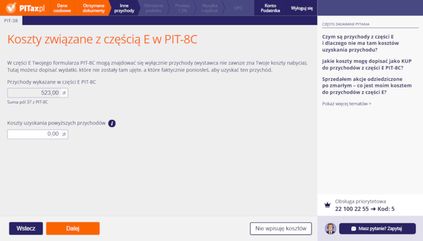 Część E. druku PIT-8C