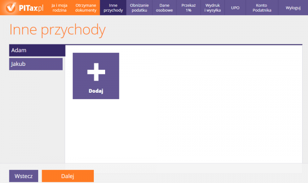 Dodaj inne przychody