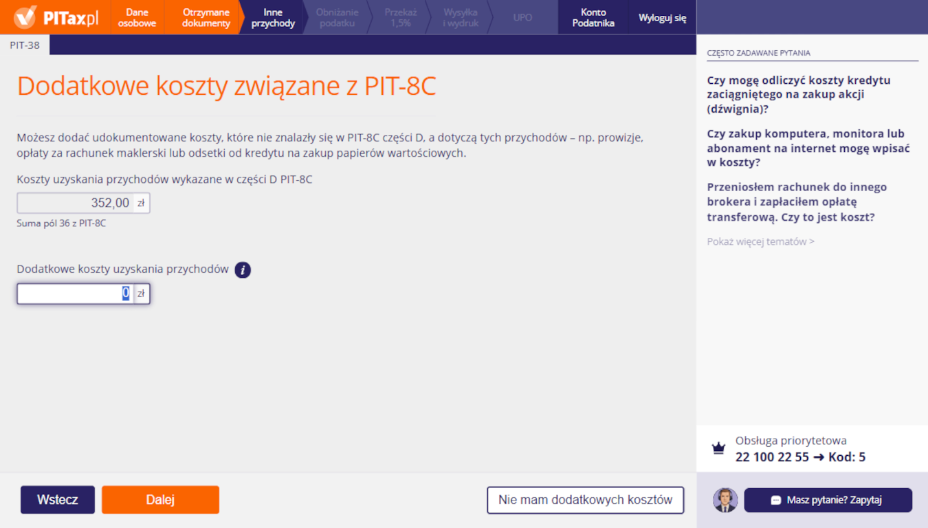 Koszty dodatkowe w&nbsp;PIT-8C