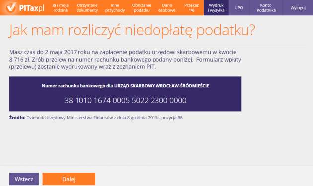 Jak mam rozliczyć niedopłatę podatku?