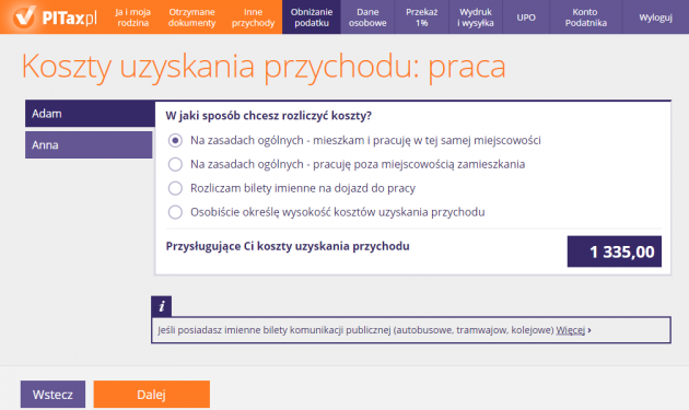 Koszty uzyskania przychodu z pracy