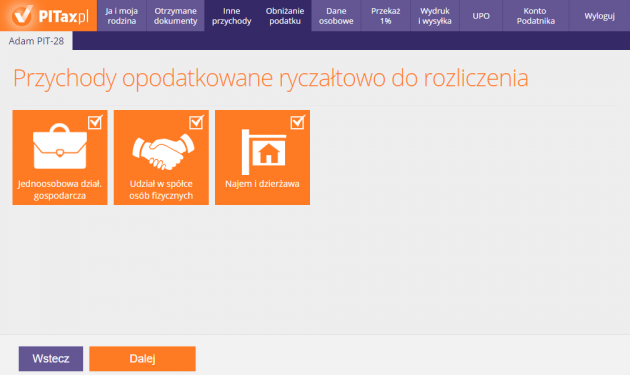 Przychody opodatkowane ryczałtowo do rozliczenia