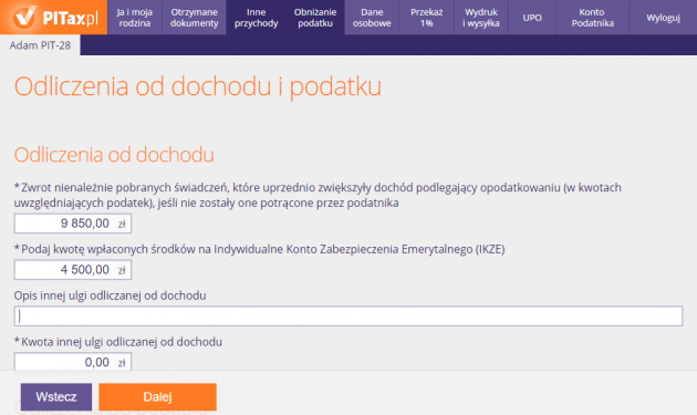 Odliczenie pozostałych ulg