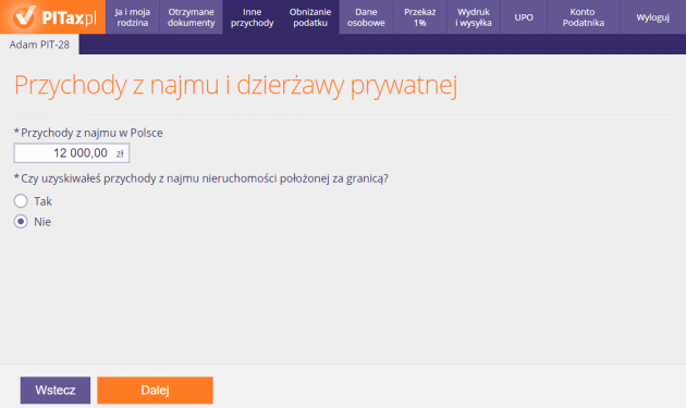 Przychody z najmu