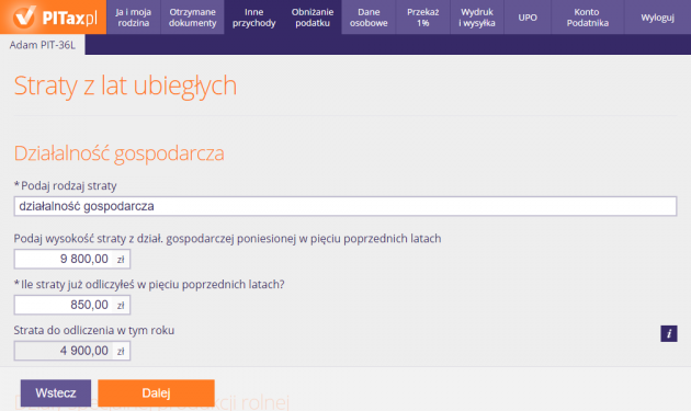 Straty z lat ubiegłych