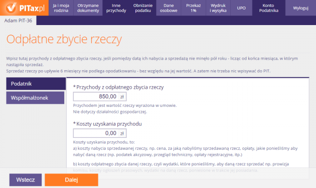 Przychody ze sprzedaży rzeczy