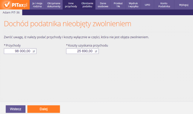 Dochód nieobjęty zwolnieniem