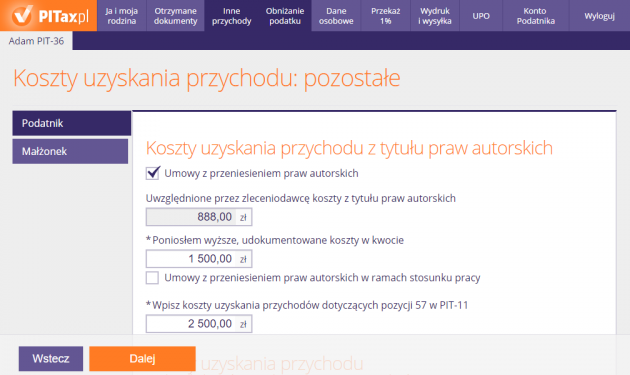 Koszty uzyskania przychodu inne niż z pracy