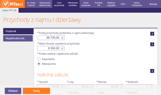 Przychody z najmu i dzierżawy