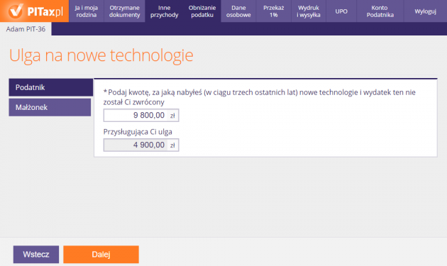 Ulga na nowe technologie