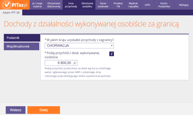 Dochody z działalności osobistej uzyskane za granicą