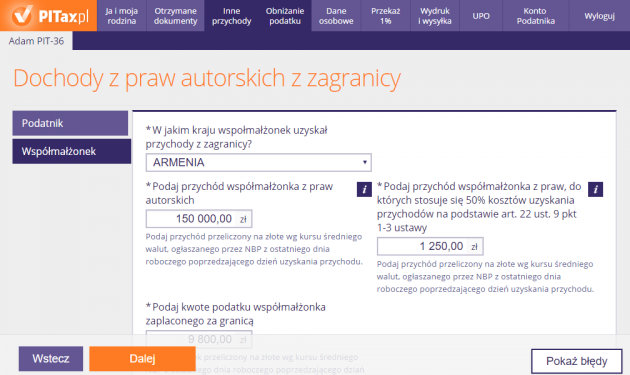 Dochody z praw autorskich uzyskane za granicą