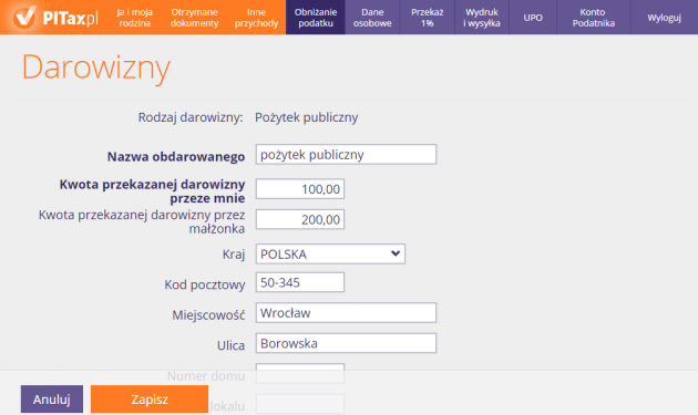 Darowizna na pozytek publiczny