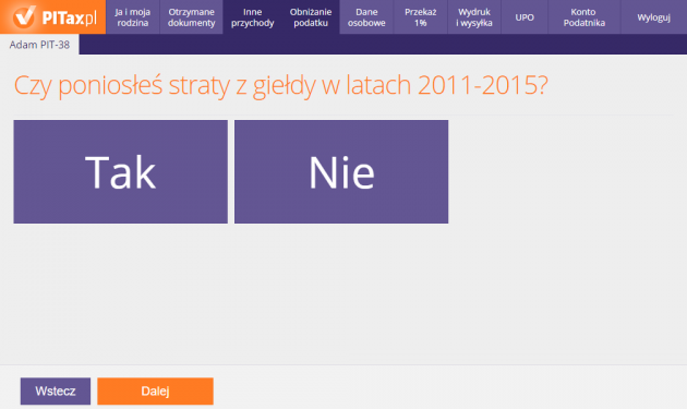 Straty z giełdy