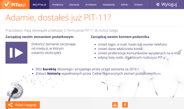 Mój PITax.pl - Zarządzanie swoim kontem