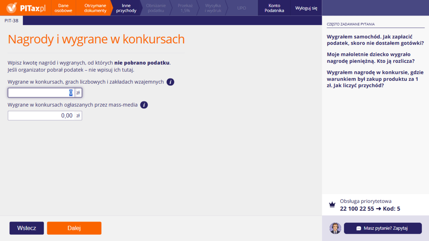 Przychód z&nbsp;nagród i&nbsp;wygranych
