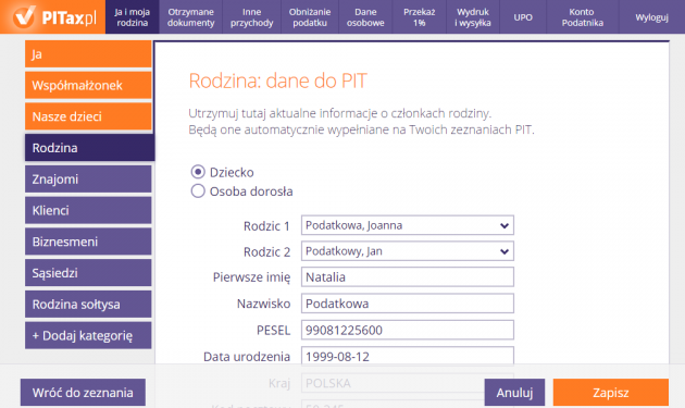 Dziecko osoby rozliczanej w trybie "dla innych osób"