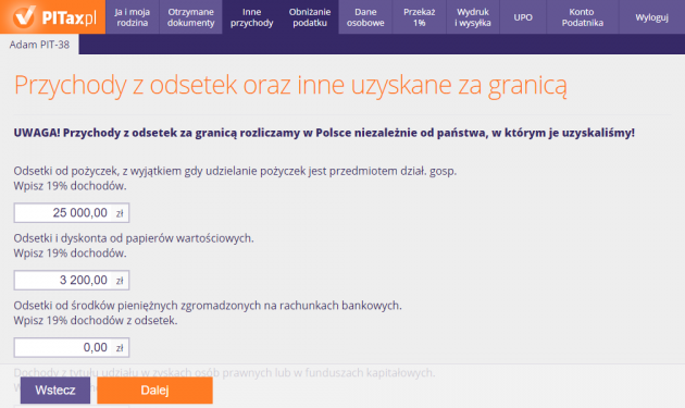 Przychody z odsetek uzyskane za granicą